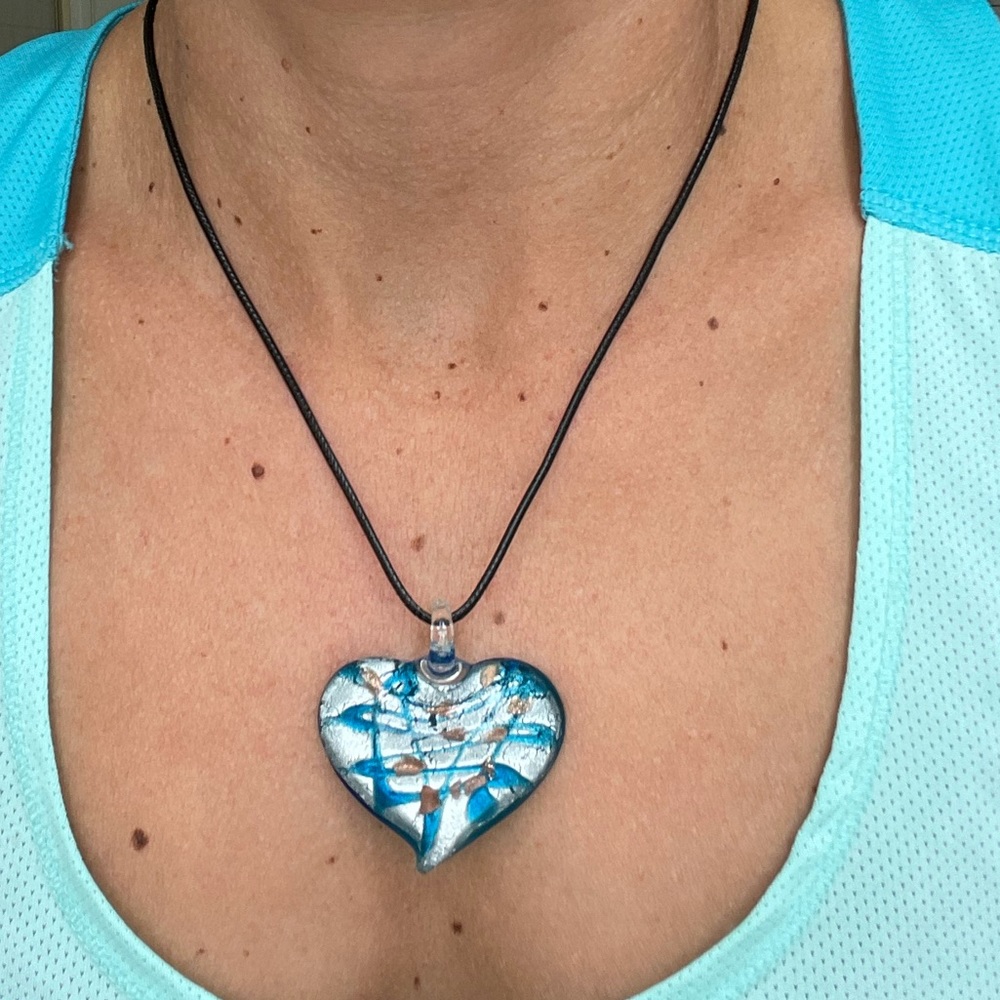 Handblown Glass Heart Pendant Necklace